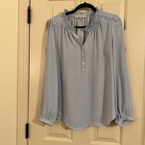 LOFT light blueRuffled Puff Sleeve Blouse